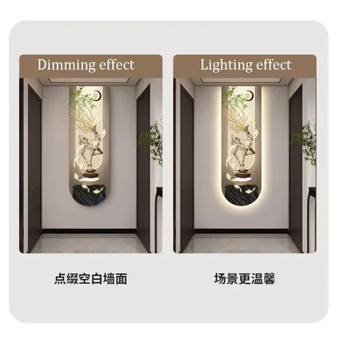 Luxury  Elk Entrance Hall Art Home Furnishings LED Decorative Painting Nine Fish Diagram Crystal Porcelain Painting