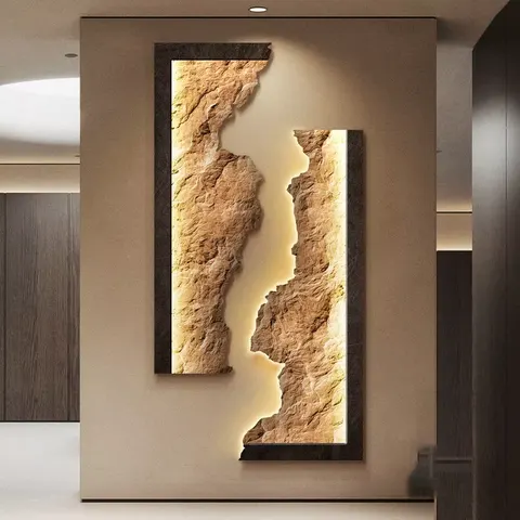 Luxury Entrance Hall Art Home Decoration Paintings Wall Art Hotel Corridor Crystal Porcelain LED Paintings