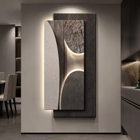 Luxury Entrance Hall Decor Painting Elegance Abstraction Corridor Wall Hanging Painting Backwall Glowed LED Painting