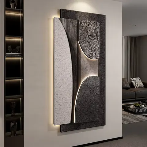 Luxury Entrance Hall Decor Painting Elegance Abstraction Corridor Wall Hanging Painting Backwall Glowed LED Painting