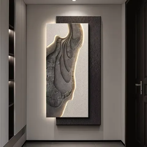 Luxury Entrance Hall Decor Painting Elegance Abstraction Corridor Wall Hanging Painting Backwall Glowed LED Painting