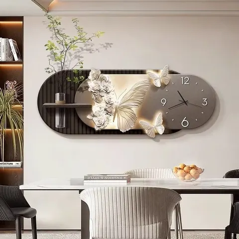 Luxury Extravagant Hydroponic Plants Living Room Art Decor Painting Butterfly Simplicity Elegance Clocks  Wall Painting