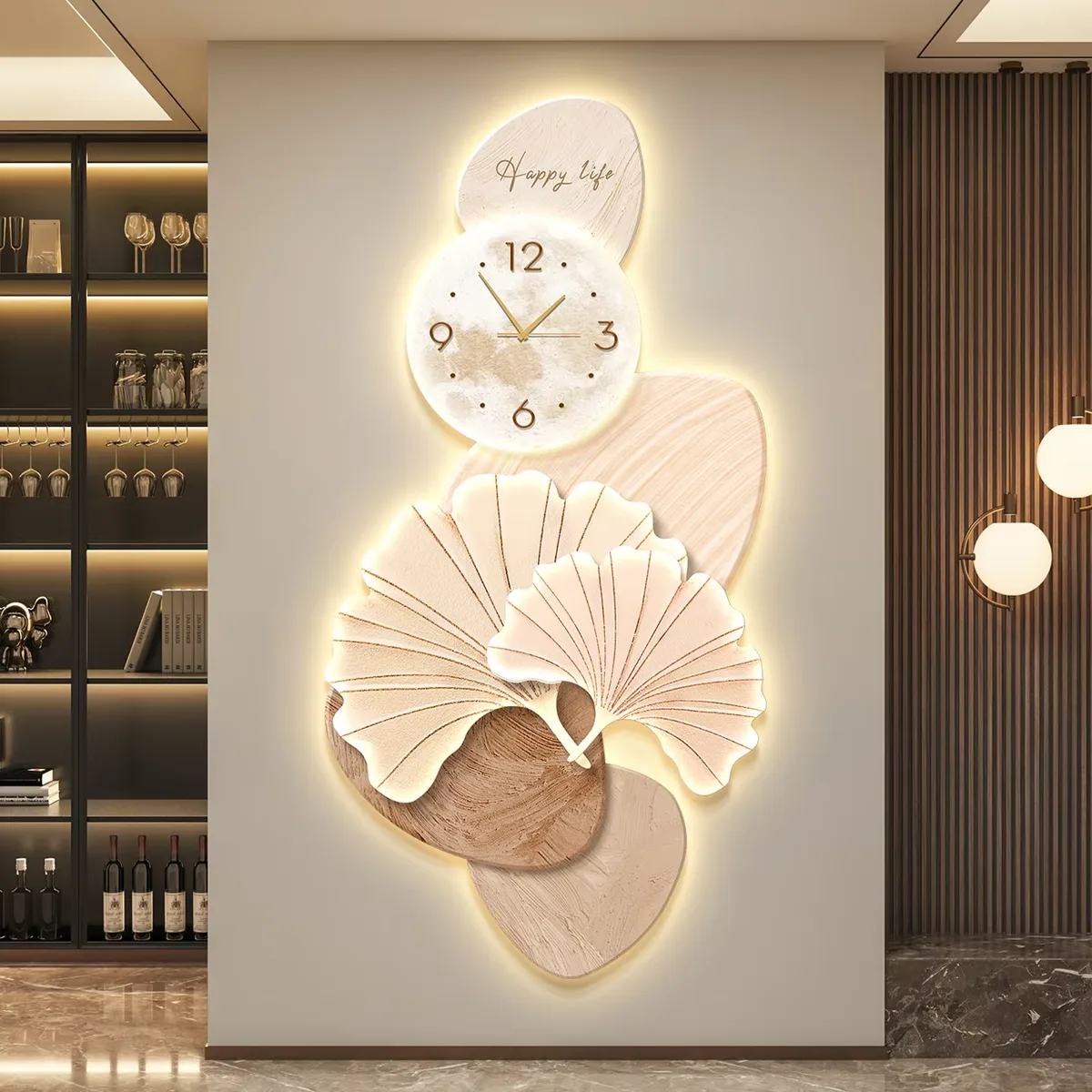 Luxury Glowed LED Crystal Porcelain Painting Corridor Background Wall UV Printing Art Home Decor Painting