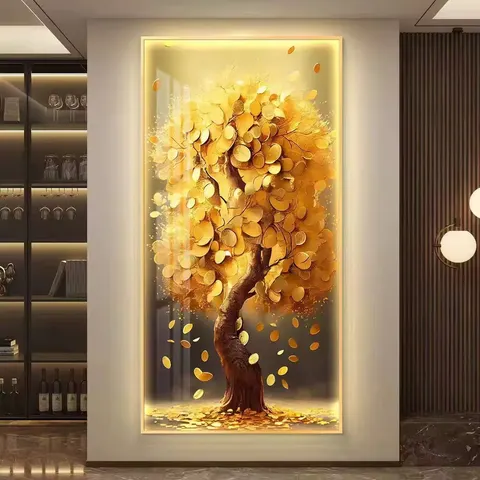 植物 单幅 装饰画 轻奢风 客厅背景墙挂画 LED带灯画