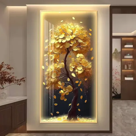 植物 单幅 装饰画 轻奢风 客厅背景墙挂画 LED带灯画