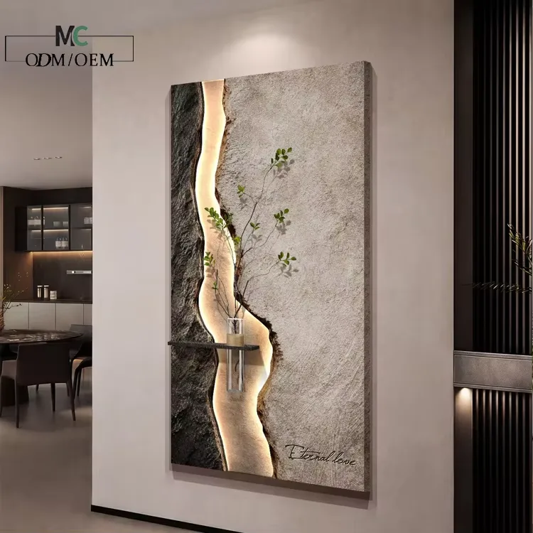 Luxury High-end Hydroponic Greenery Decor Painting Abstract Three-dimensional Geometric Design Minimalist Modern Style