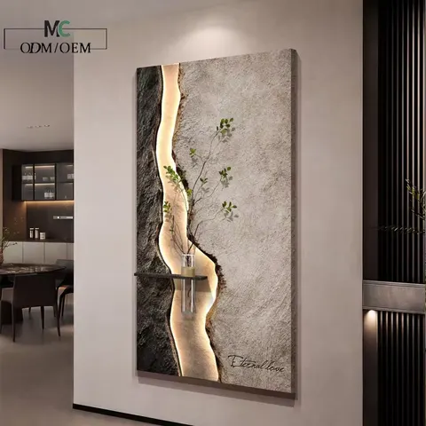Luxury High-end Hydroponic Greenery Decor Painting Abstract Three-dimensional Geometric Design Minimalist Modern Style