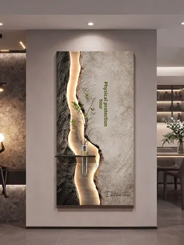 Luxury High-end Hydroponic Greenery Decor Painting Abstract Three-dimensional Geometric Design Minimalist Modern Style