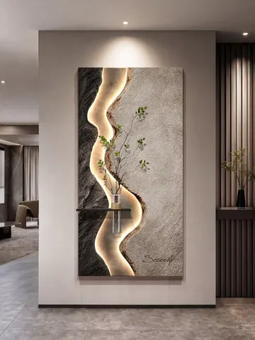 Luxury High-end Hydroponic Greenery Decor Painting Abstract Three-dimensional Geometric Design Minimalist Modern Style