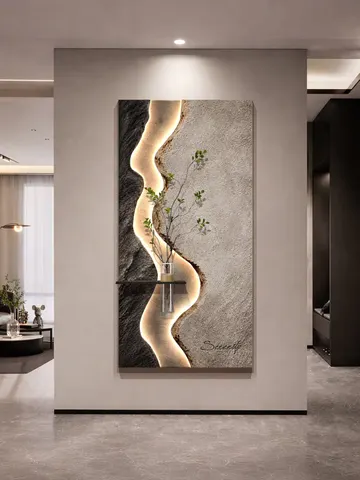 Luxury High-end Hydroponic Greenery Decor Painting Abstract Three-dimensional Geometric Design Minimalist Modern Style