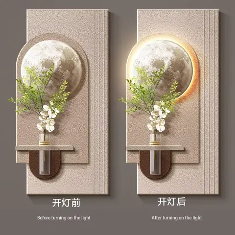 Luxury Hydroponic Plants Entrance Hall Art Home Decor Painting Corridor Background Wall Sandstone Fabric Glowed LED Painting