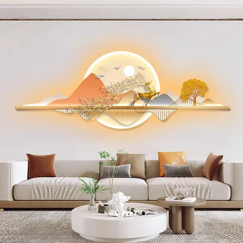 Luxury  Landscape Art Home Decor Painting Living Room Sofa Background Wall Glowed Crystal Porcelain Painting
