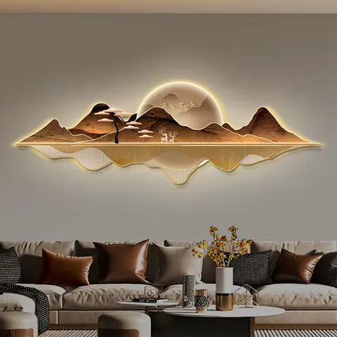 Luxury  Landscape Art Home Decor Painting Living Room Sofa Background Wall Glowed Crystal Porcelain Painting