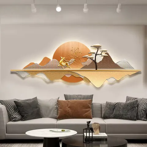 Luxury  Landscape Art Home Decor Painting Living Room Sofa Background Wall Glowed Crystal Porcelain Painting