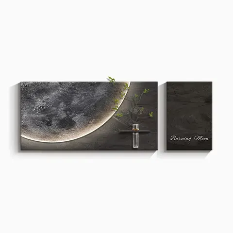 Luxury Living Room Decorative Painting Moon Sofa Background Wall Hanging Paintings Hydroponic Green Plants Mural Paintings