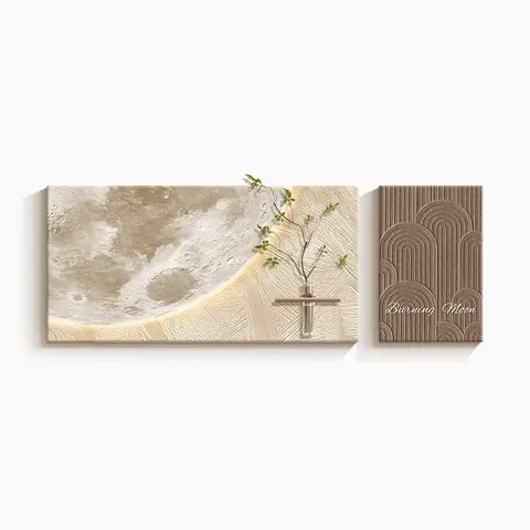 Luxury Living Room Decorative Painting Moon Sofa Background Wall Hanging Paintings Hydroponic Green Plants Mural Paintings