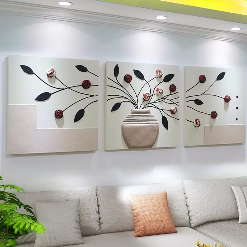 Luxury Living Room Sofa Background Wall Art Decor Painting 3D Stereoscopic Leather Painting