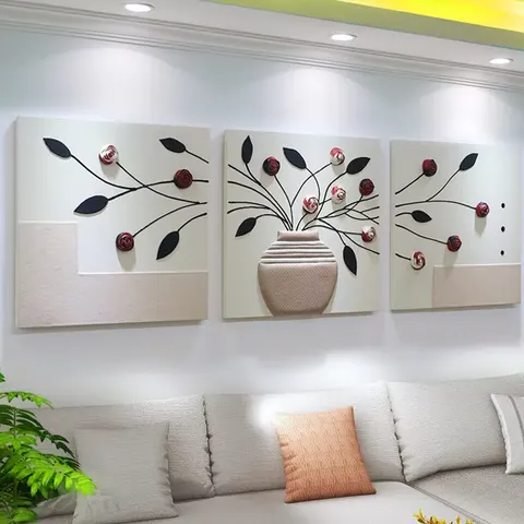 Luxury Living Room Sofa Background Wall Art Decor Painting 3D Stereoscopic Leather Painting
