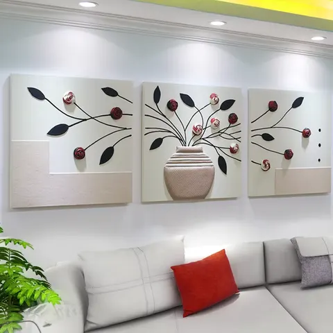 Luxury Living Room Sofa Background Wall Art Decor Painting 3D Stereoscopic Leather Painting