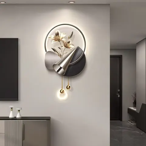 Luxury Living Room TV Background Wall Art Decor Paintings Creativity Entrance Hall Crystal Porcelain LED Paintings