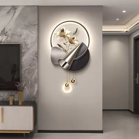 Luxury Living Room TV Background Wall Art Decor Paintings Creativity Entrance Hall Crystal Porcelain LED Paintings