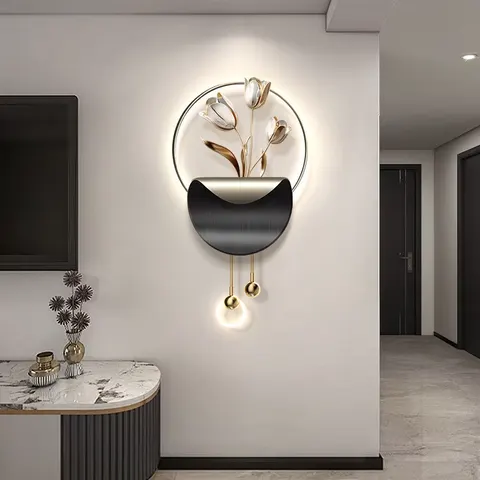 Luxury Living Room TV Background Wall Art Decor Paintings Creativity Entrance Hall Crystal Porcelain LED Paintings