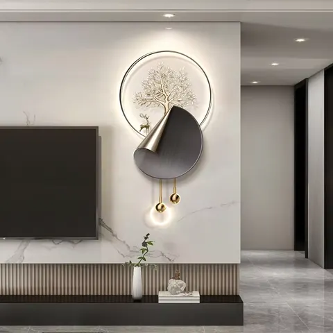 Luxury Living Room TV Background Wall Art Decor Paintings Creativity Entrance Hall Crystal Porcelain LED Paintings