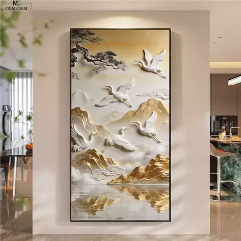 Luxury-luxurious Entrance Decoration Landscape Painting New Creative Designs Home Decoration Pictures Crystal Porcelain Painting