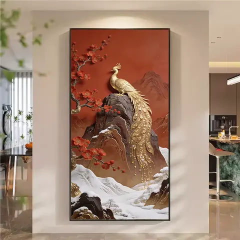 山水 单幅 装饰画 轻奢风 玄关背景墙挂画 晶瓷画