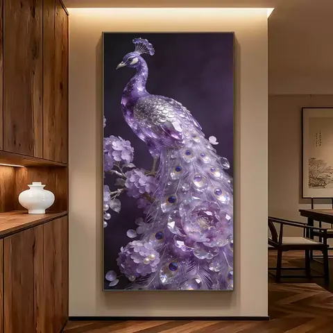 Luxury Luxurious Entrance Decoration Large Wall Paintings in the Corridor Crystal Ceramic Paintings Phoenix Decorative Paintings