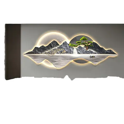 Luxury Modern Bonsai  Deer Landscape LED Clock UV Cut Edge Acrylic Hand-Crafted Wall Decor for Home Living Room Canvas