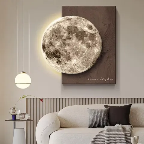 Luxury Moon Art Home Decor Painting Living Room Sofa Background Wall Sandstone Fabric Wall Painting
