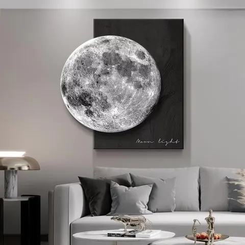 Luxury Moon Art Home Decor Painting Living Room Sofa Background Wall Sandstone Fabric Wall Painting
