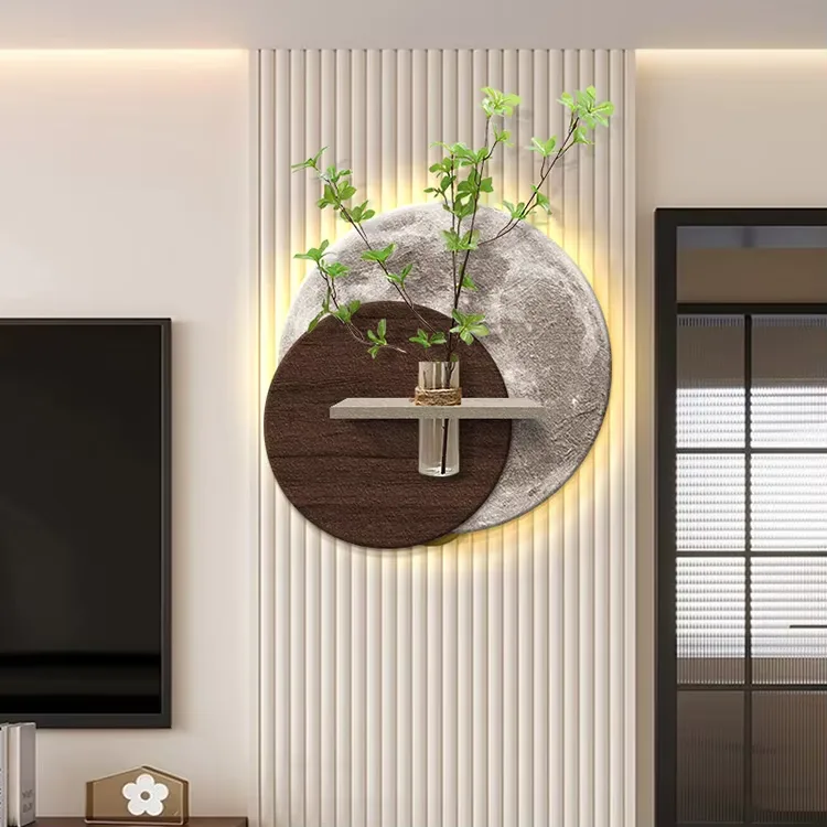 Luxury Moon Living Room Hydroponic Plants Art Decor Paintings Sofa Background Wall Minimalism Sandstone LED Painting