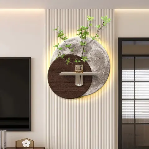Luxury Moon Living Room Hydroponic Plants Art Decor Paintings Sofa Background Wall Minimalism Sandstone LED Painting