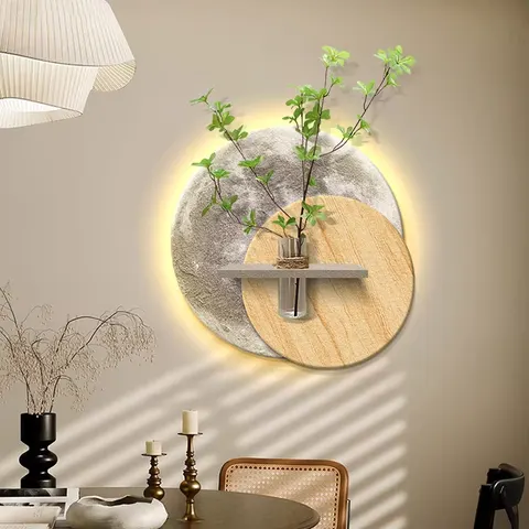 Luxury Moon Living Room Hydroponic Plants Art Decor Paintings Sofa Background Wall Minimalism Sandstone LED Painting