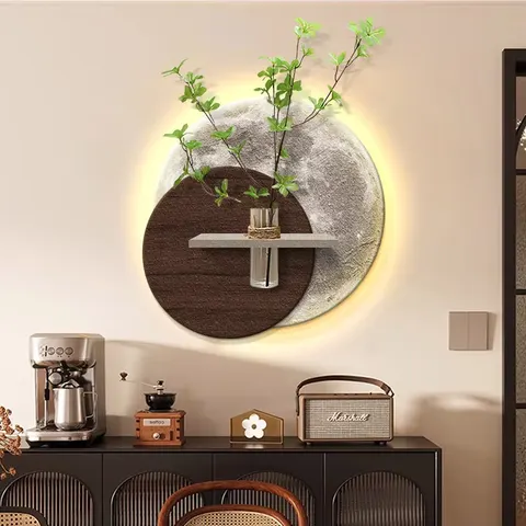 Luxury Moon Living Room Hydroponic Plants Art Decor Paintings Sofa Background Wall Minimalism Sandstone LED Painting
