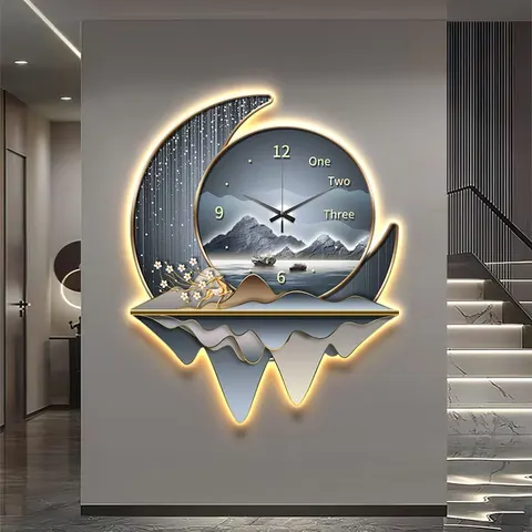 挂钟组合 单幅 装饰画 轻奢风 餐厅背景墙挂画 晶瓷画