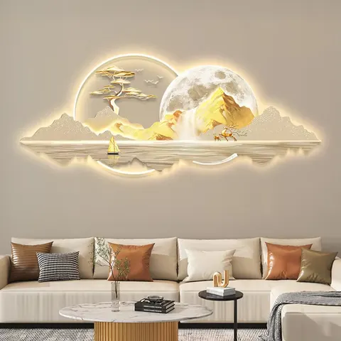 Luxury-Style Acrylic LED Painting Sofa Background Wall Art Home Decor Painting UV Precision Engraving Wall Decor Painting