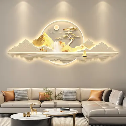 Luxury-Style Acrylic LED Painting Sofa Background Wall Art Home Decor Painting UV Precision Engraving Wall Decor Painting