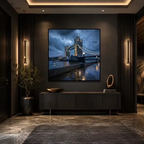 Luxury Wall Art Urban Street Canvas Sunset Landscape Decor European Scenery Art Home Decorative Painting Crystal Porcelain Art