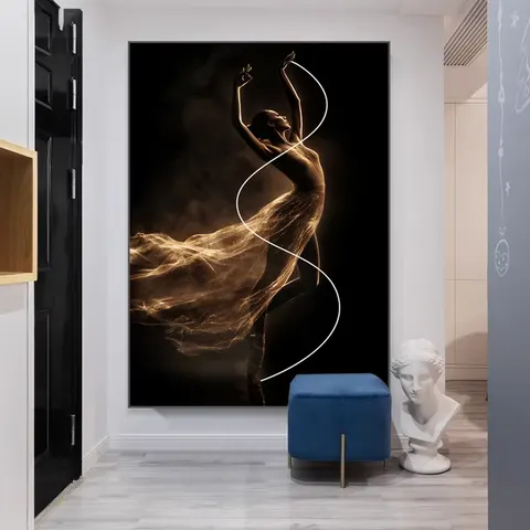 人物 单幅 装饰画 现代简约 玄关背景墙挂画 霓虹灯画