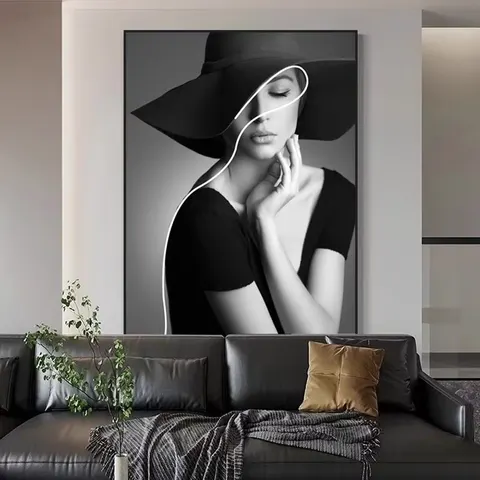 人物 单幅 装饰画 现代简约 玄关背景墙挂画 霓虹灯画