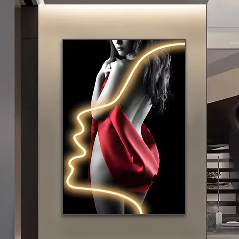 Manufacturer's Wholesale Characters  Neon Lights Art Home Decor Painting Corridor Background Wall Crystal Porcelain Painting