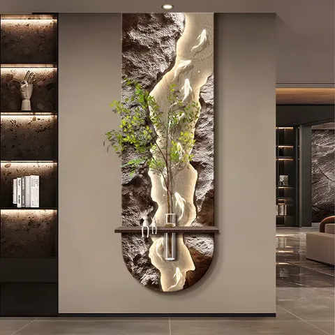 Manufacturer's Wholesale Nine Fish Diagram Sandstone Home Decor Paintings Hydroponic Plants LED Decor Painting