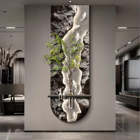 Manufacturer's Wholesale Nine Fish Diagram Sandstone Home Decor Paintings Hydroponic Plants LED Decor Painting