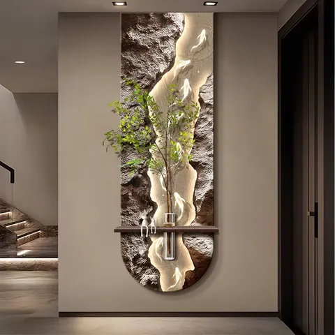 Manufacturer's Wholesale Nine Fish Diagram Sandstone Home Decor Paintings Hydroponic Plants LED Decor Painting