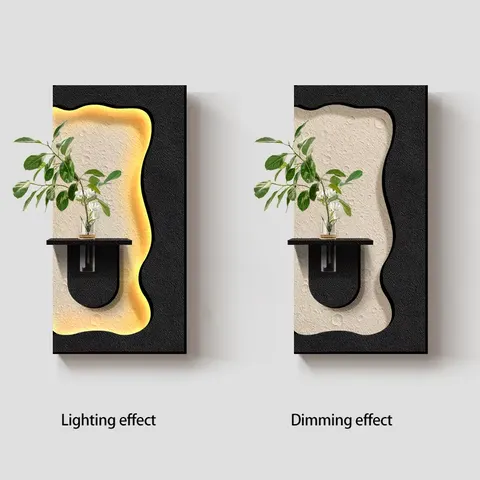 Manufacturer Wholesale Handmade Production Sandstone Art Decor Painting Hydroponic Plants Glowed LED Painting