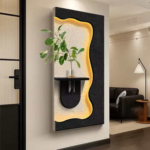 Manufacturer Wholesale Handmade Production Sandstone Art Decor Painting Hydroponic Plants Glowed LED Painting