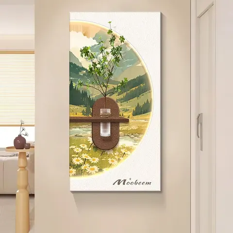 Manufacturer Wholesale Scenery Glowed Art Decor Led Painting Corridor Background Wall Hydroponic Green Plants Sandstone Painting